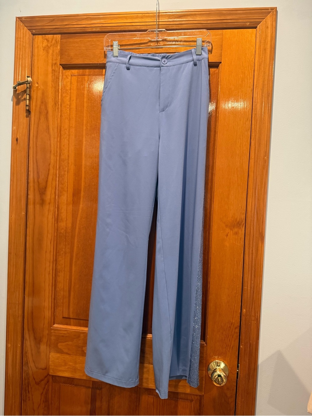 Light Blue Womens Dress Pants - Classic Straight Leg